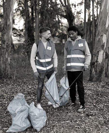 Volunteers collecting litter